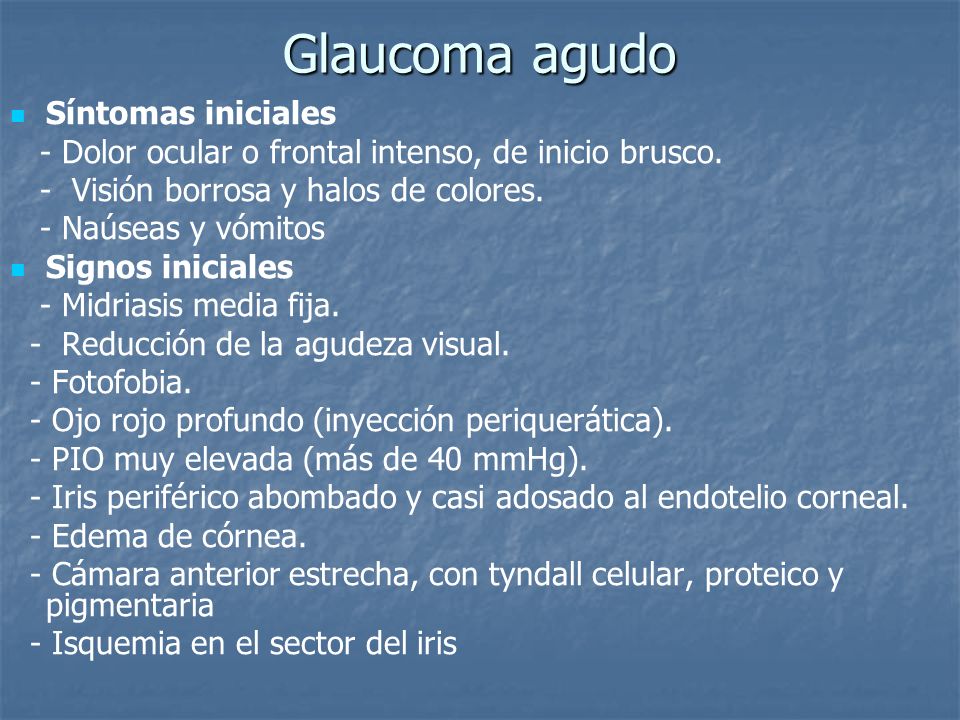Glaucoma sintomas iniciales